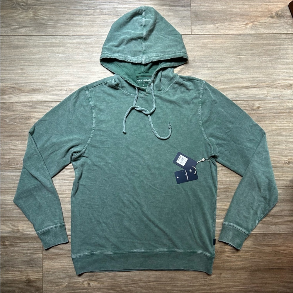 Lucky Brand | Weekend Slub Jersey Hoodie in Washed out Green (Small) - Picture 12 of 13